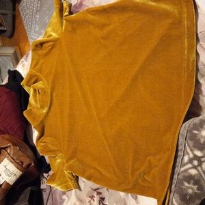Madewell mock velour gold shirt